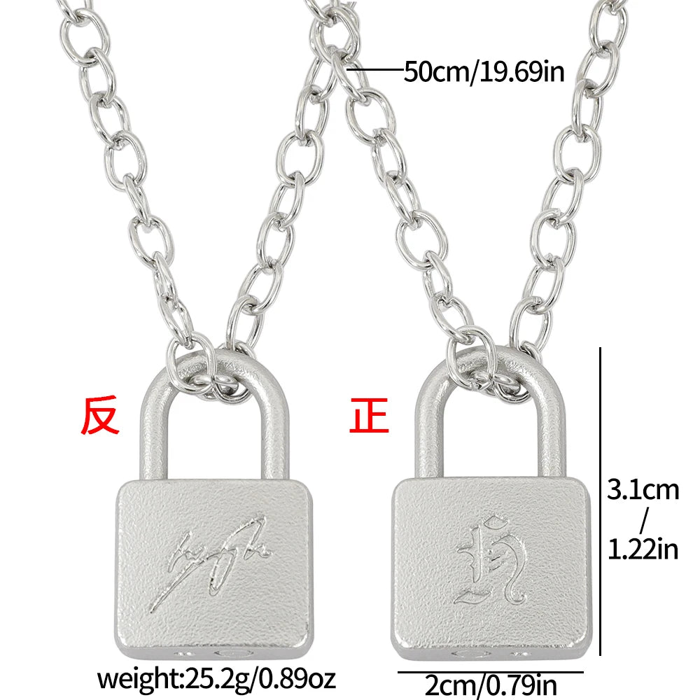 Fashionable Creative Hyunjin Lock Necklace Same As Huang Xuanchen's Style New Punk Necklace Men Women Fans Gifts