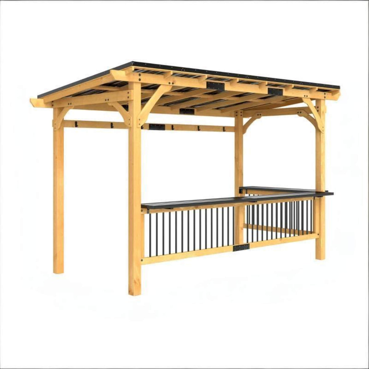 [06X13FT] Premium Outdoor Hardtop Wooden BBQ Grill Gazebo (SAK97420)