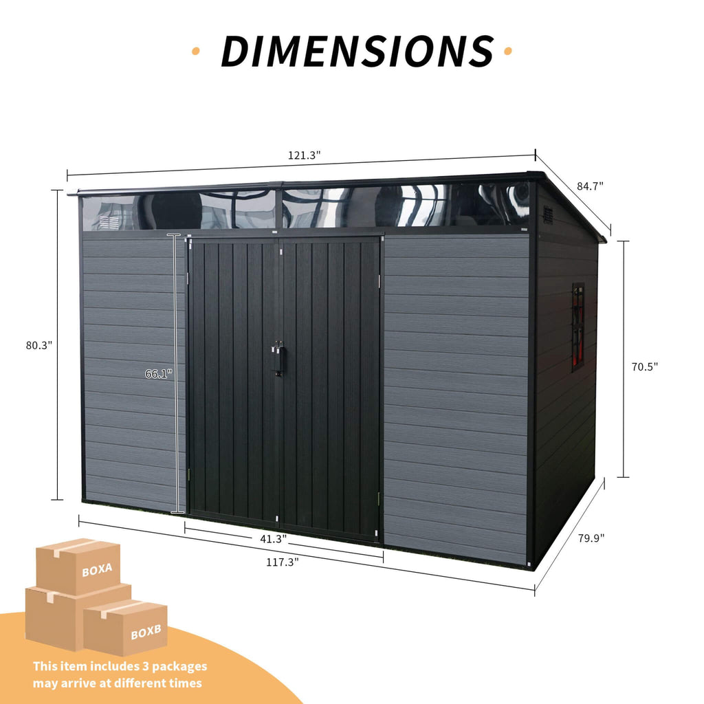 [07X10FT] Outdoor Resin Garden Shed With Floor, Window, And Lockable Door (SAK25987)