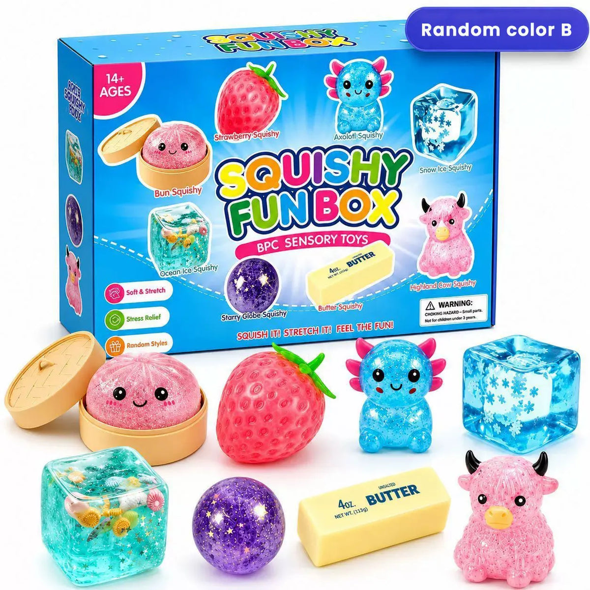 New Random Color 8pcs/Box TPR Maltose-Filled Squishy Toy, Slow Rising Stress Relief Sensory Fidget Decompression Blind Box Gift