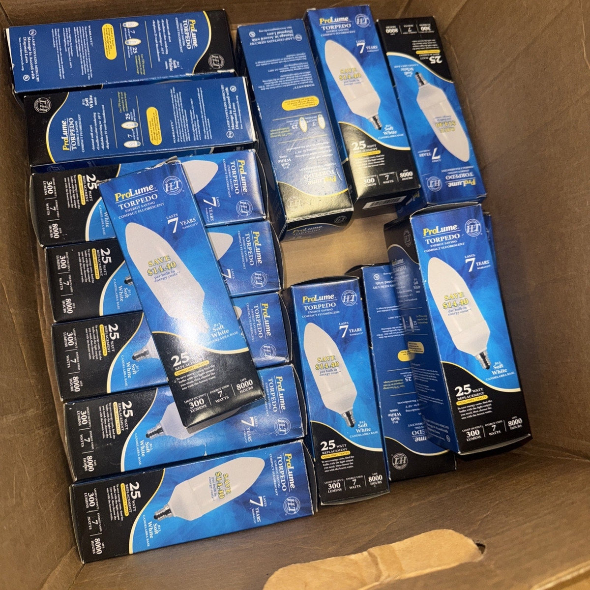 Set of 15 Halco Prolume Torpedo Light Bulbs Model 1009004