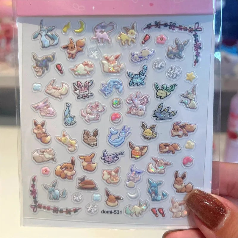 Eeveelution Nail Stickers  Anime Peripheral Cute Cartoon Creativity Exquisite Sticker New Fashion Exquisite Diy Sticker