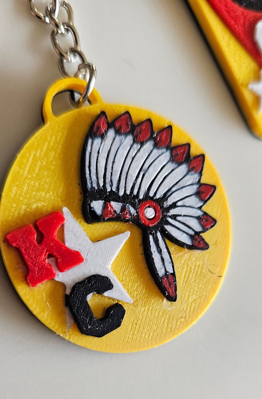Set of 3 3D Print Chiefs Arrowhead Kc Kansas City Football Keychains Made in America