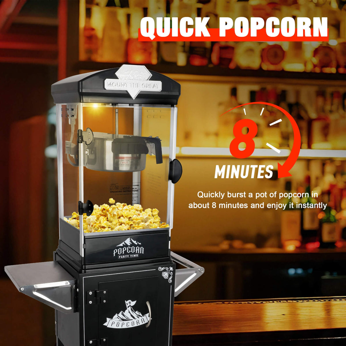 Premium 10OZ Portable Kettle Popcorn Maker Machine With Cart (SAK42196)