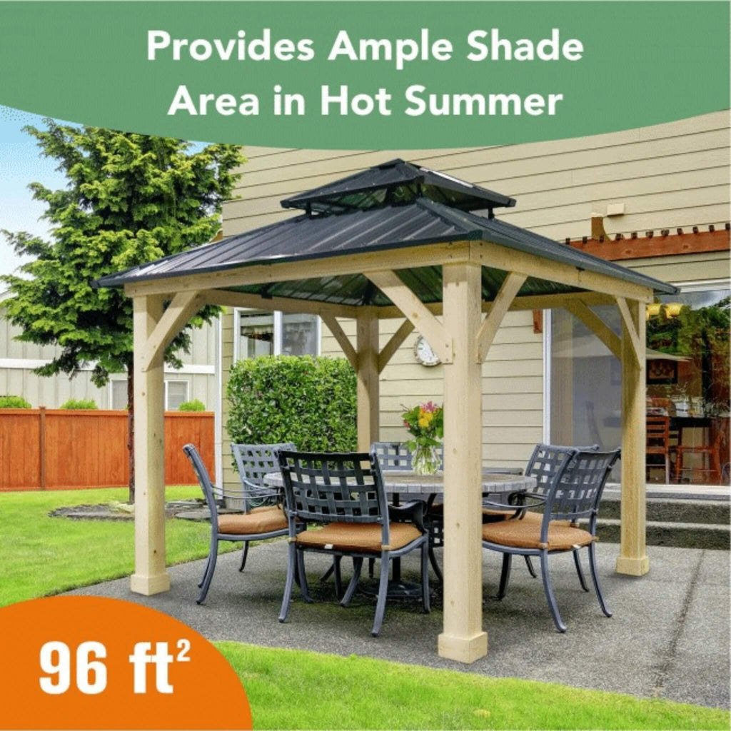 [10X10FT] Premium Outdoor Patio Hardtop Gazebo With Double Steel Roof (SAK01291)