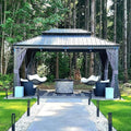 [10X13FT] Large Premium Outdoor Hardtop Aluminum Gazebo With Galvanized Steel Double Roof (SAK74826)