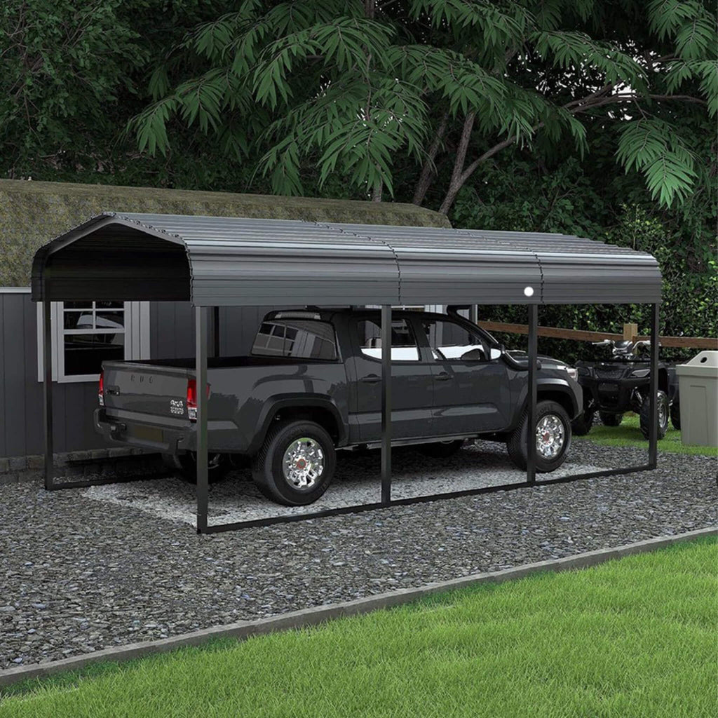 [10X15FT] Large Heavy-Duty Outdoor Metal Carport For Cars, Trucks And Boats (SAK95738)
