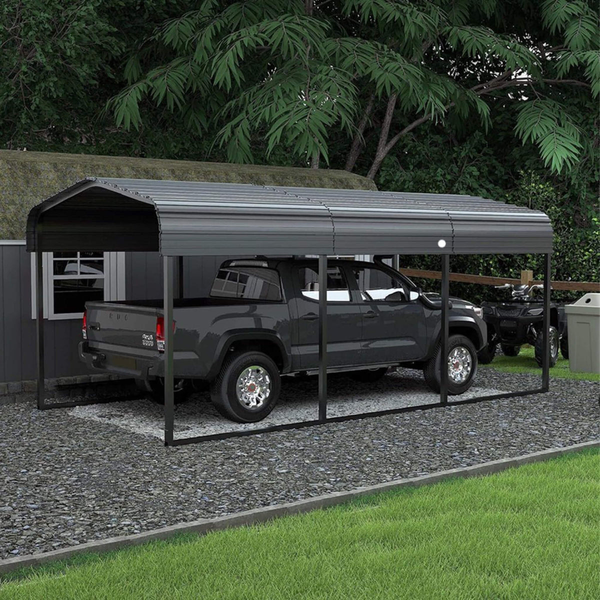 [10X15FT] Large Heavy-Duty Outdoor Metal Carport For Cars, Trucks And Boats (SAK95738)
