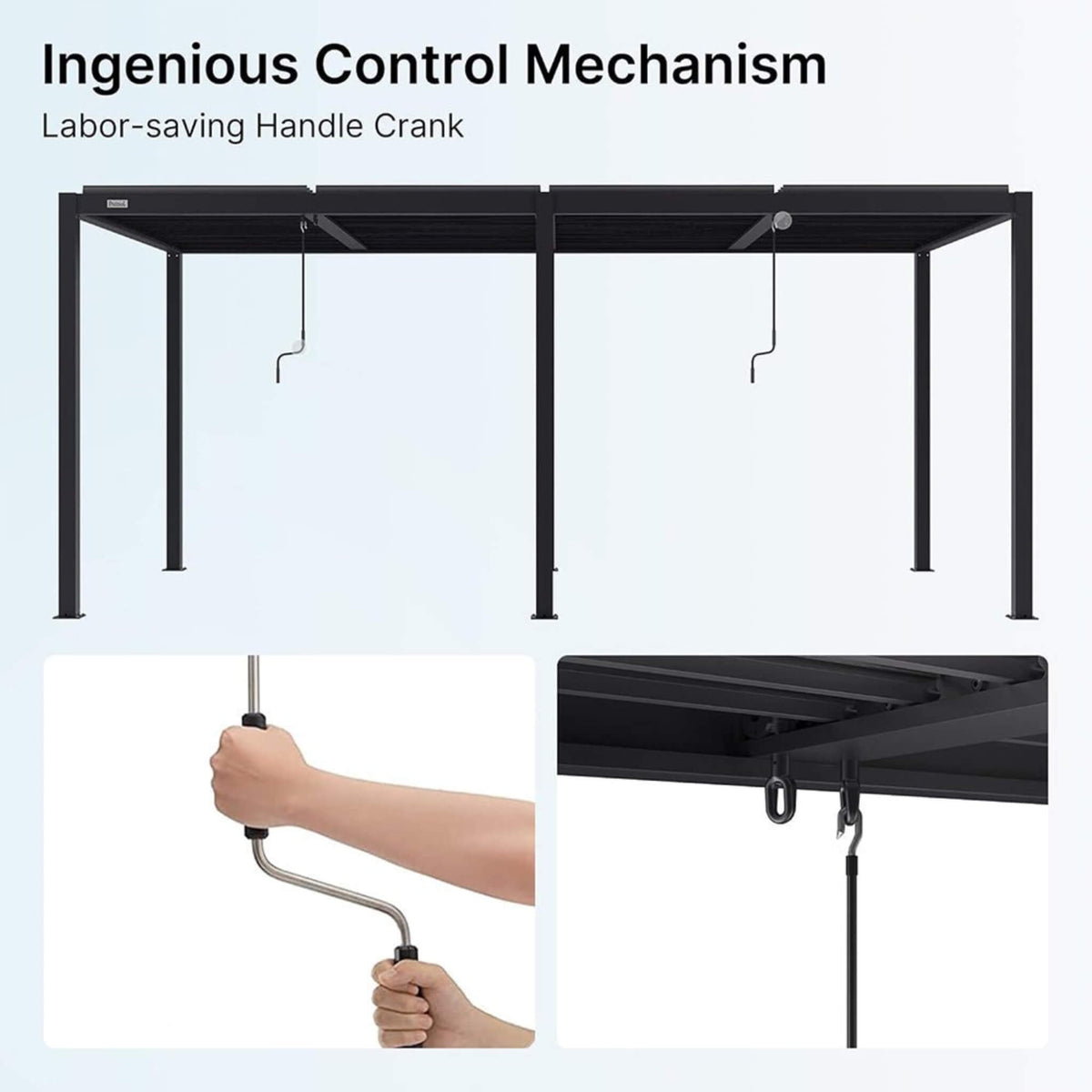 [10X19FT] Premium Full Aluminum Patio Outdoor Louvered Pergola With Adjustable Hardtop Roof (SAK86352)