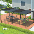 [10X19FT] Premium Full Aluminum Patio Outdoor Louvered Pergola With Adjustable Hardtop Roof (SAK86352)