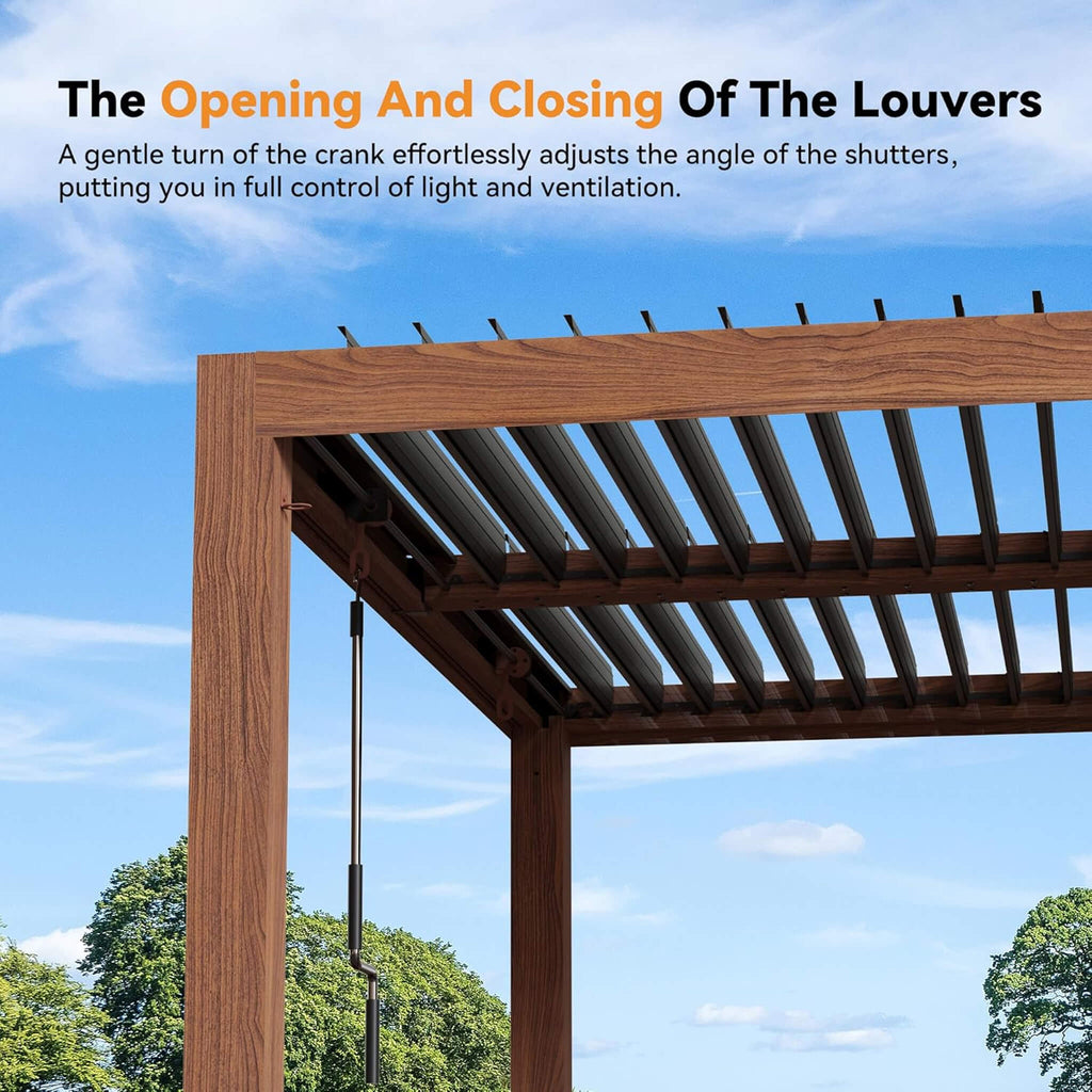 [10X20FT] Heavy-Duty Luxury Outdoor Pergola With Adjustable Louvers And Integrated Drainage (SAK42670)