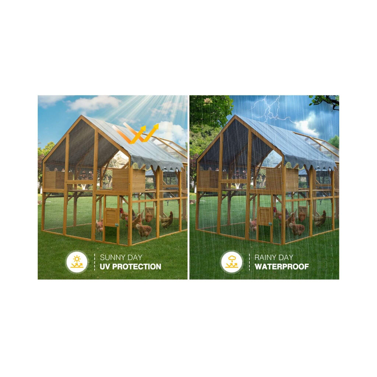 110-Inch Large Outdoor Kitten Playpen Chicken Coop With Waterproof Cover (SAK15370)