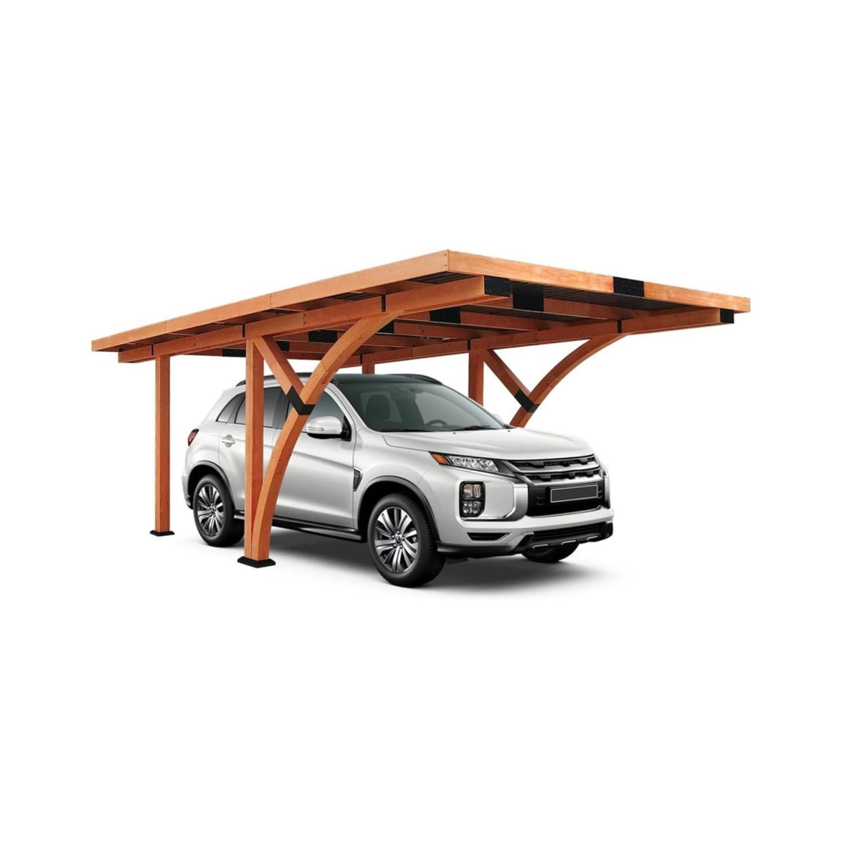 [12X18FT] Premium Heavy-Duty Pine Wood Arc-Shaped Carport With Metal Roof (SAK94716)