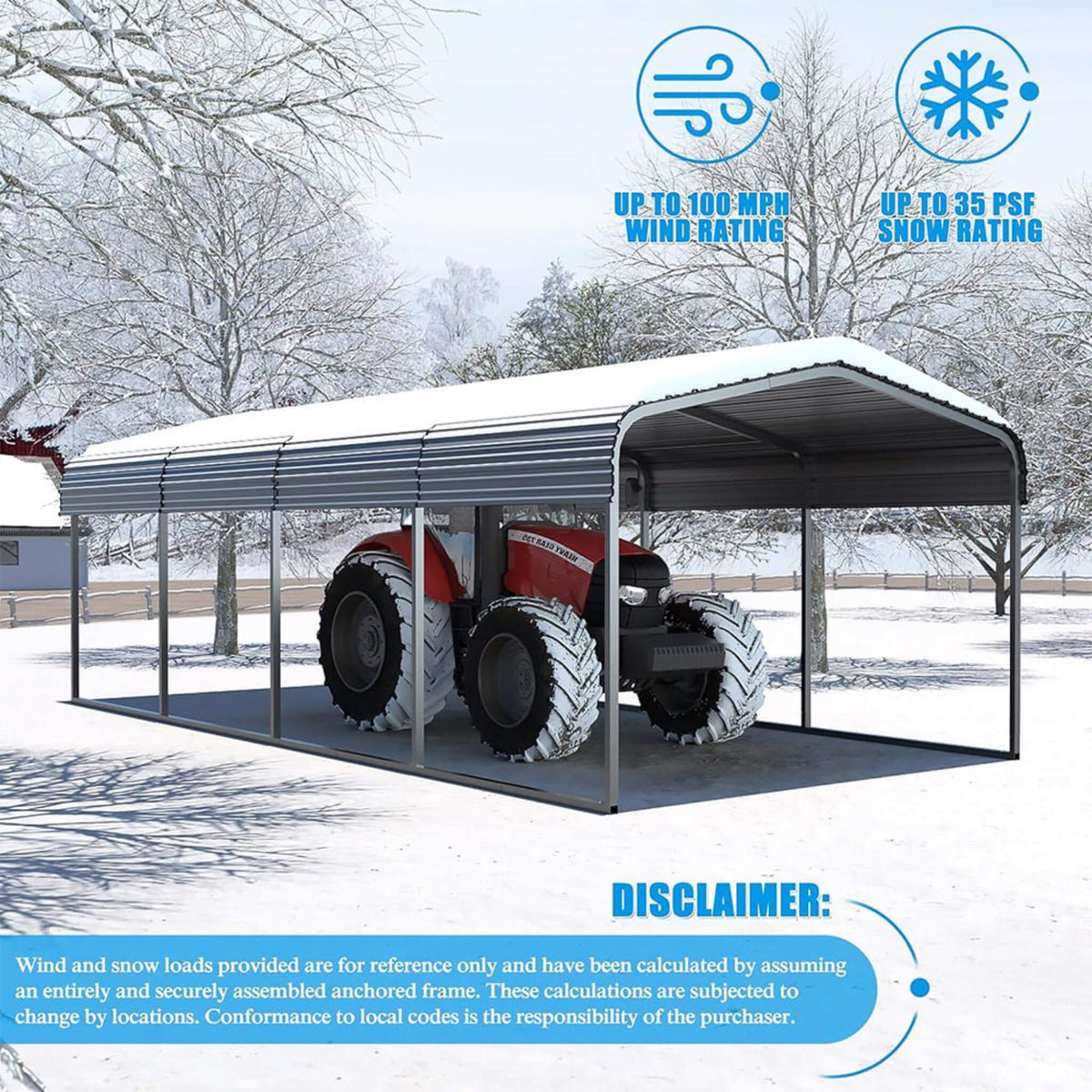 [12X20FT] Premium Heavy-Duty Outdoor Canopy Garage Shelter With Galvanized Metal Roof (SAK91523)