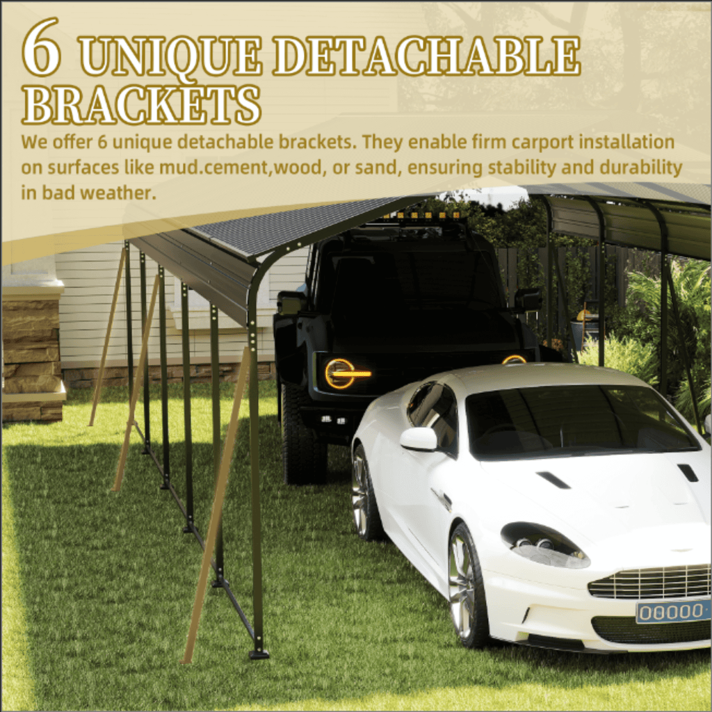 [13X26FT] Heavy-Duty Weather-Resistant Outdoor Carport With Protective Film (SAK82451)