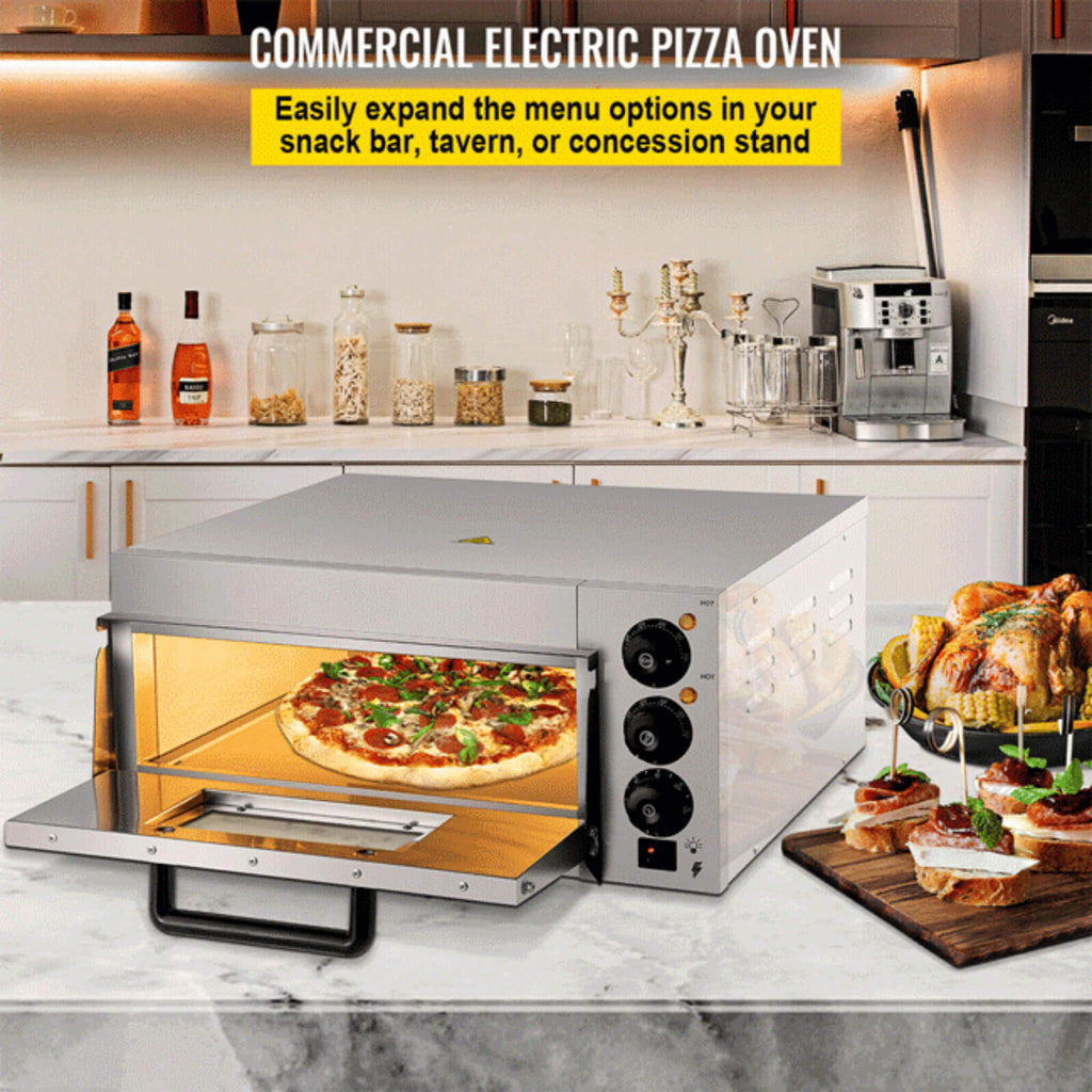 14-Inch Electric Single Deck Countertop Commercial Pizza Oven (SAK92582)