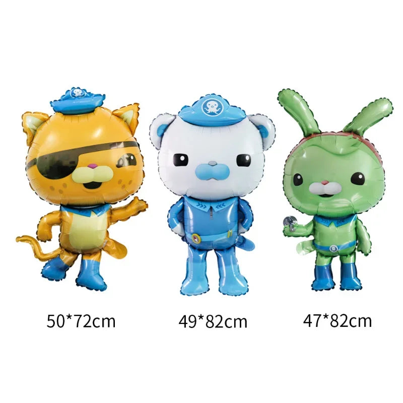 Cartoon 6pcs The Octonauts Balloons Polar Bear Cat Penguin Foil Ballons Sea Animal Air Balls Children Birthday Party Decoration