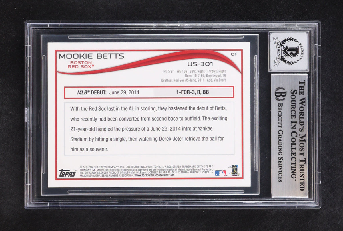 Mookie Betts Signed 2014 Topps Update #US301 RC (BGS | Autograph Graded BGS 10)