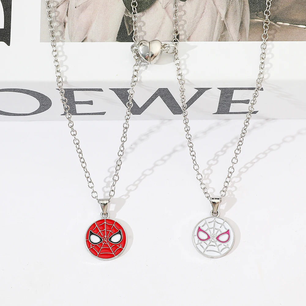 2pcs Superhero Spiderman Necklace Fashion Charm Avengers Pendant Gift for Couple Valentine's Day Jewelry