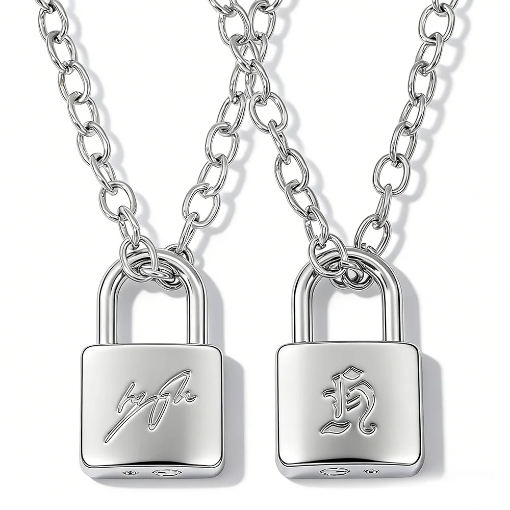 Fashionable Creative Hyunjin Lock Necklace Same As Huang Xuanchen's Style New Punk Necklace Men Women Fans Gifts
