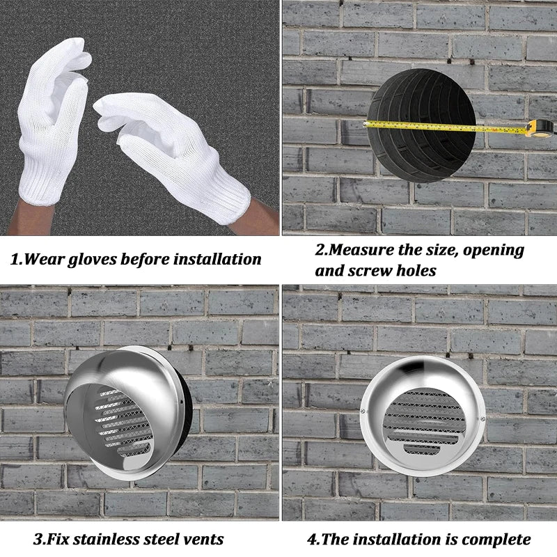 Stainless Steel Ducting Ventilation Exhaust Grille Cover for Wall Ceiling Anti-bird And Rat Prevent Air Vent Heating Cooling Cap