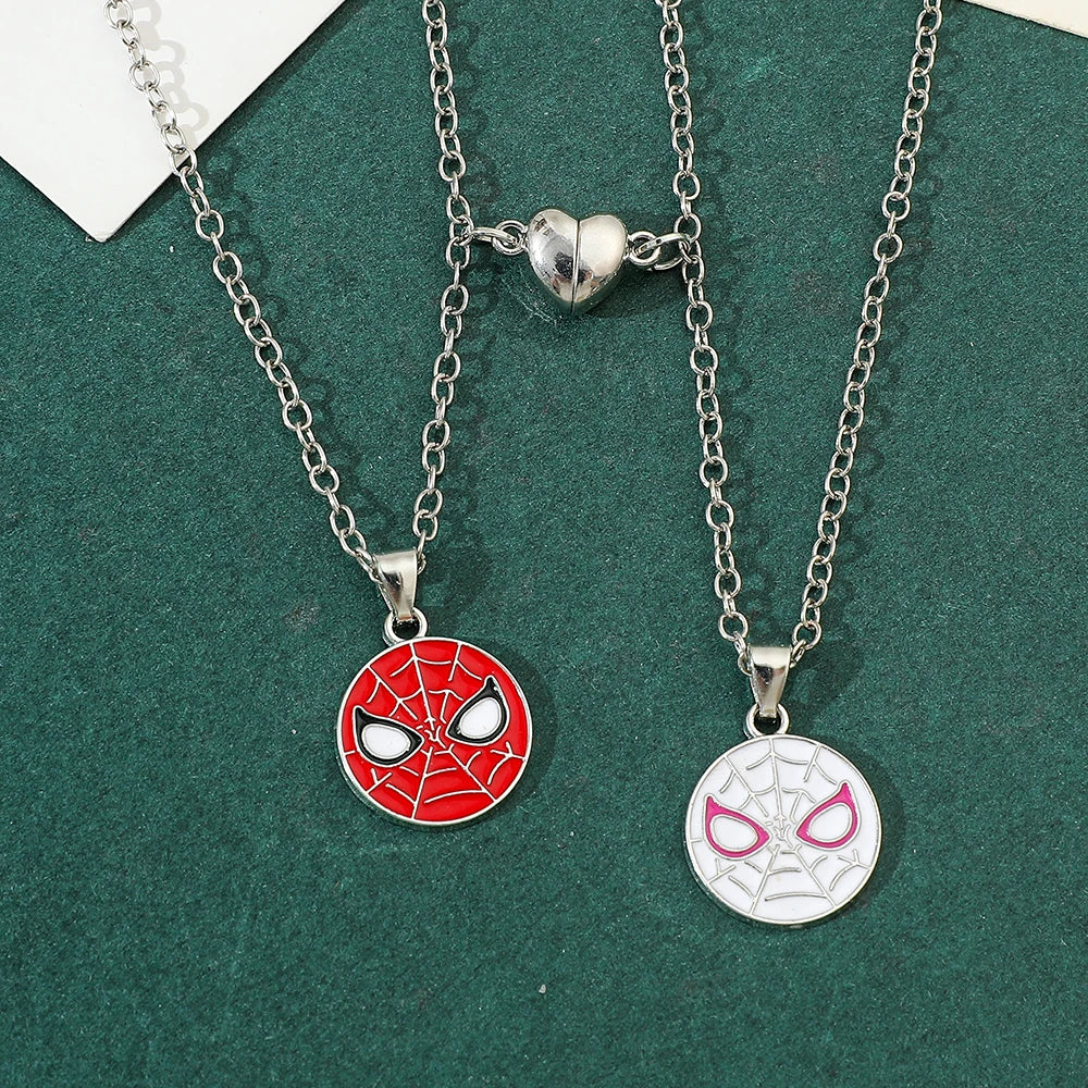 2pcs Superhero Spiderman Necklace Fashion Charm Avengers Pendant Gift for Couple Valentine's Day Jewelry