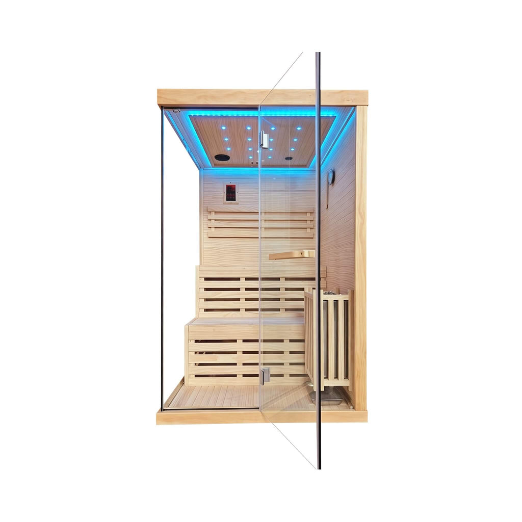 Kaelis 2-Person 3000W Chilean Pine Sauna Room With Starry Lights (SAK13795)