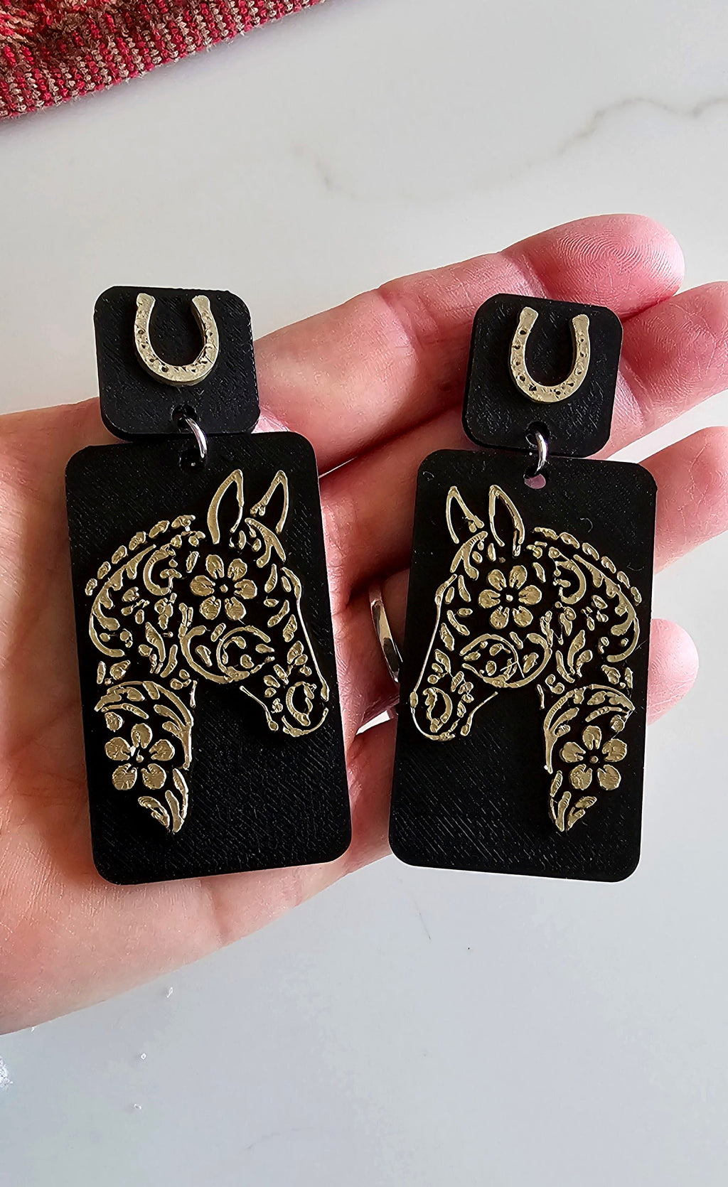 3D Print Horse Equestrian Western Earrings Made in America choice of colors