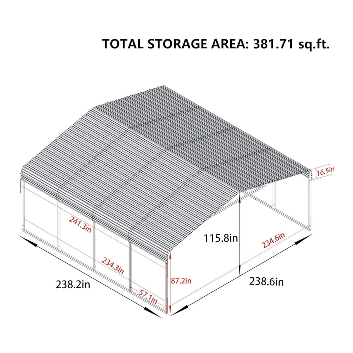 [20X20FT] Extra-Large Premium Heavy-Duty Outdoor Metal Carport Shelter (SAK97425)
