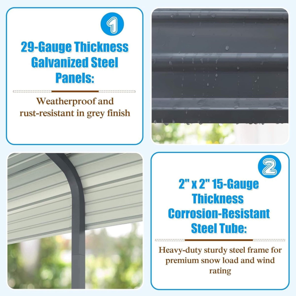 [20X20FT] Extra-Large Premium Heavy-Duty Outdoor Metal Carport Shelter (SAK97425)