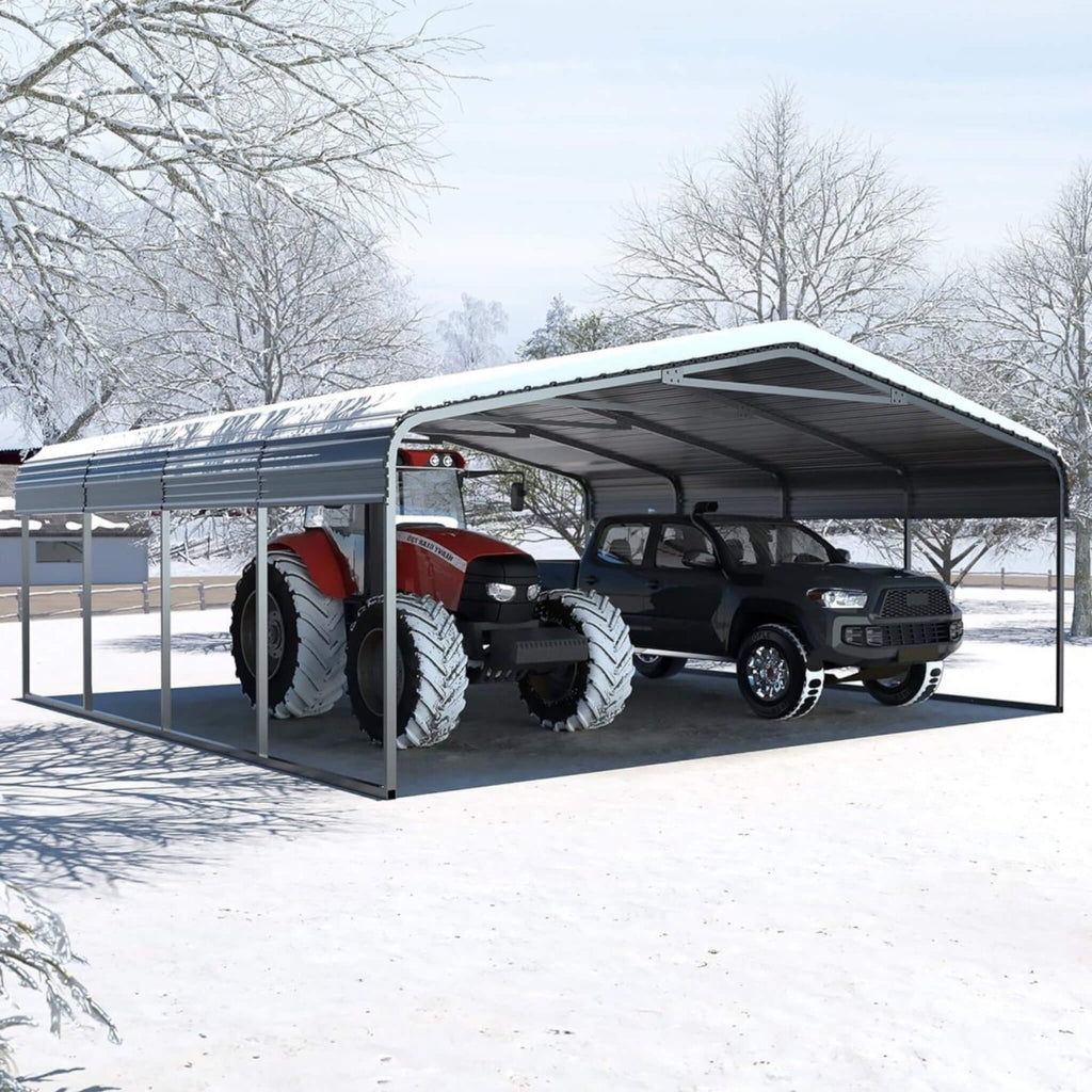 [20X20FT] Extra-Large Premium Heavy-Duty Outdoor Metal Carport Shelter (SAK97425)