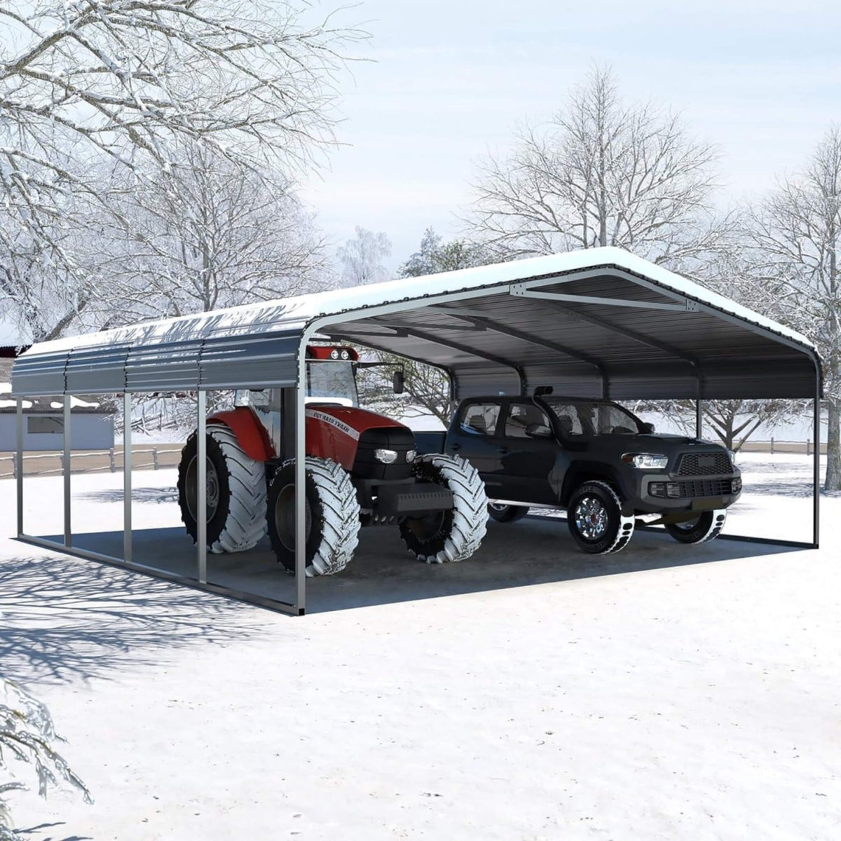 [20X20FT] Extra-Large Premium Heavy-Duty Outdoor Metal Carport Shelter (SAK97425)