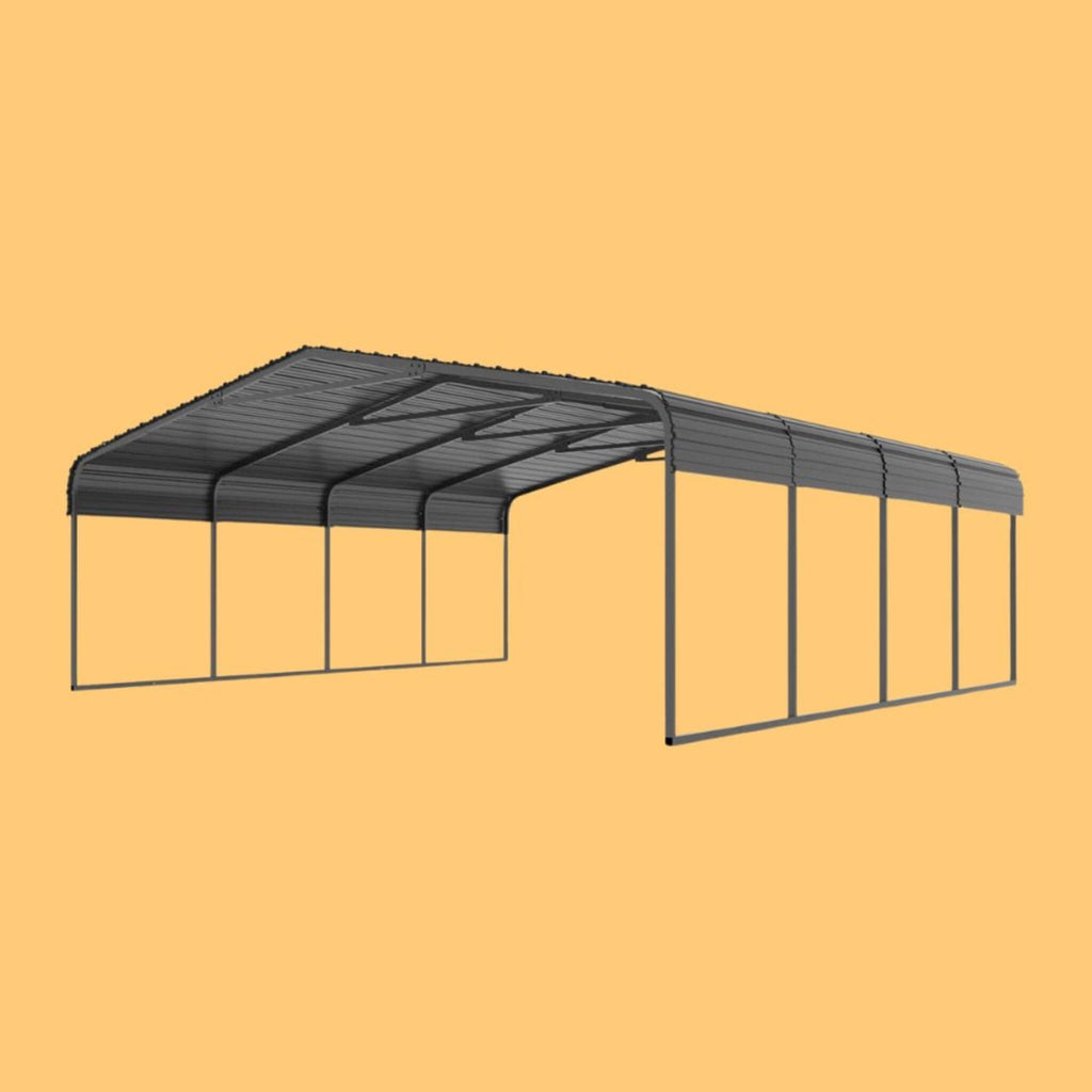 [20X20FT] Extra-Large Premium Heavy-Duty Outdoor Metal Carport Shelter (SAK97425)