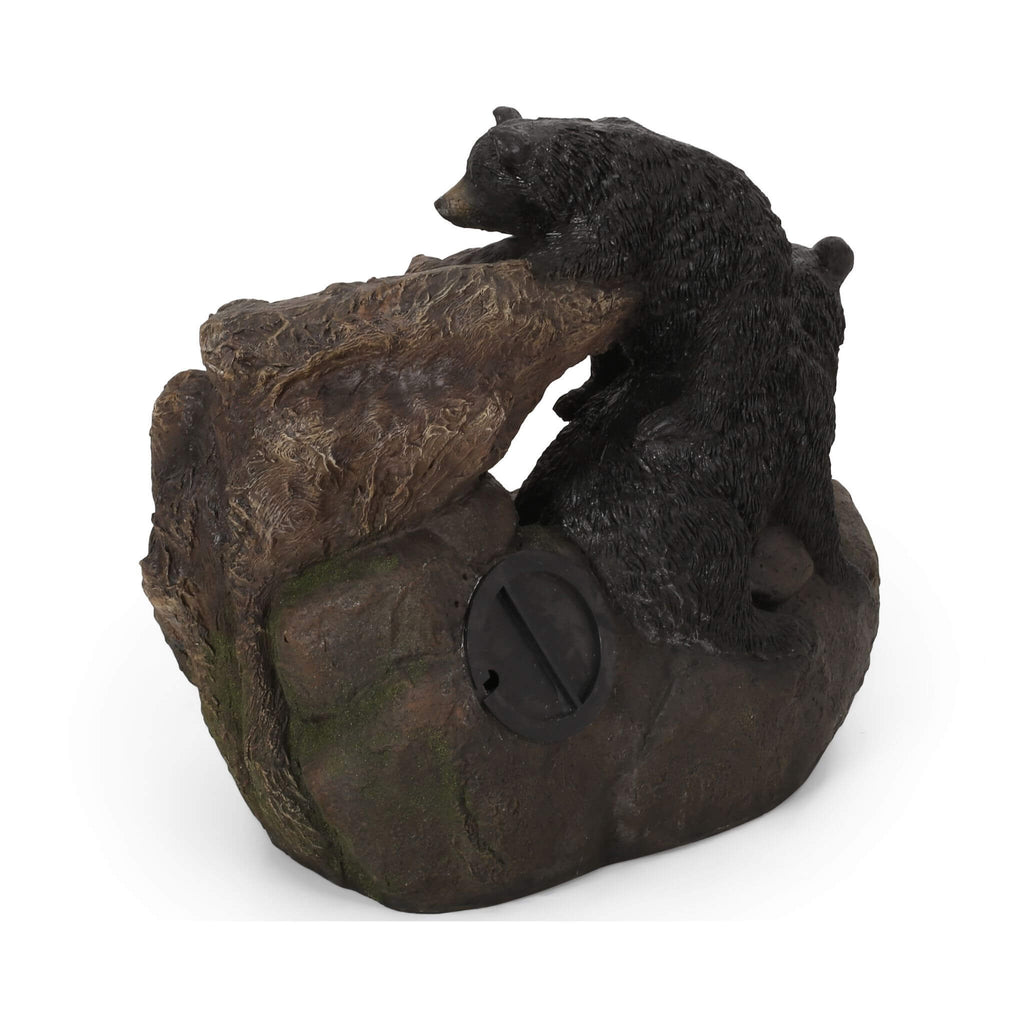 22-Inch Weather-Resistant Outdoor Bears On A Log Floor Fountain With LED Lights (SAK77651)