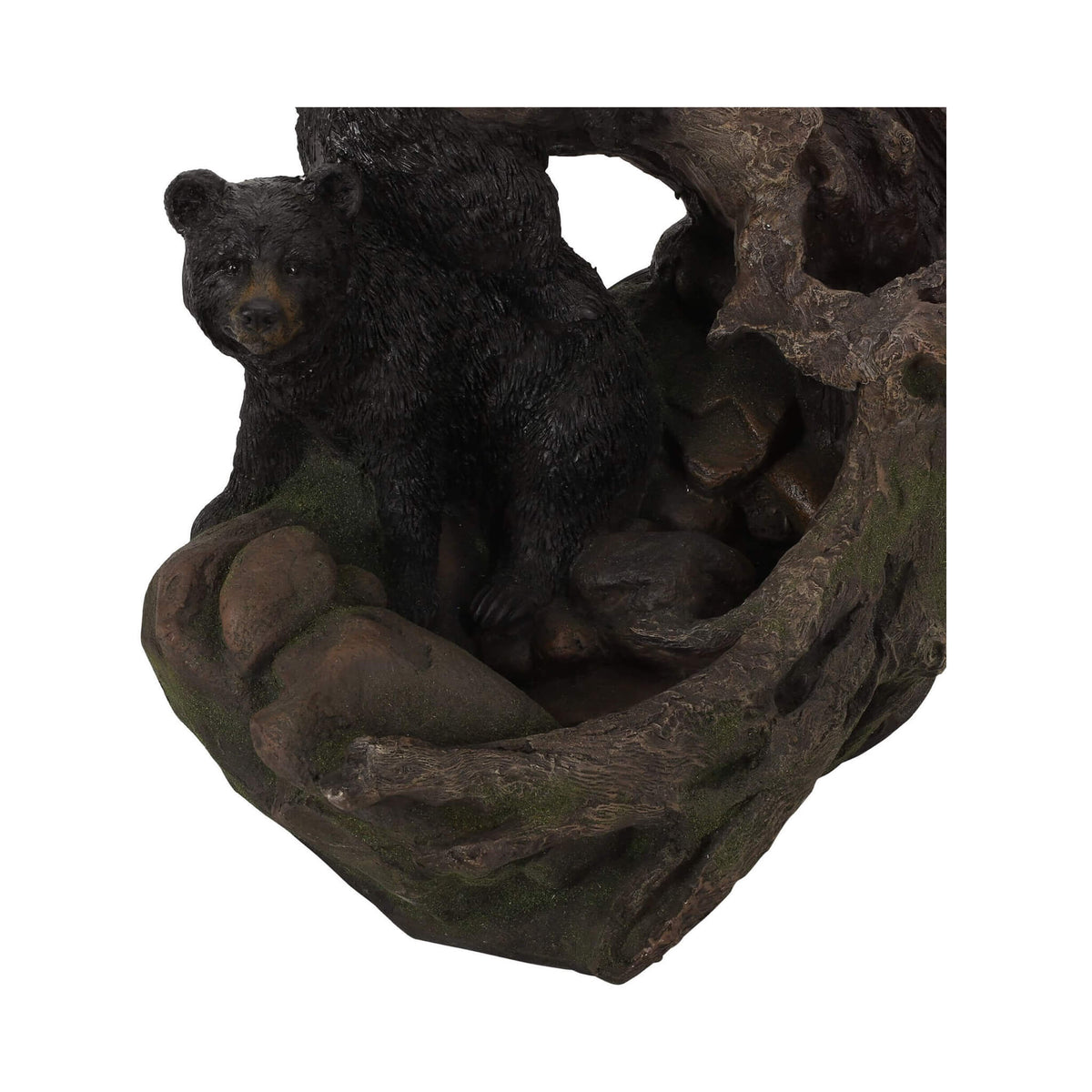 22-Inch Weather-Resistant Outdoor Bears On A Log Floor Fountain With LED Lights (SAK77651)