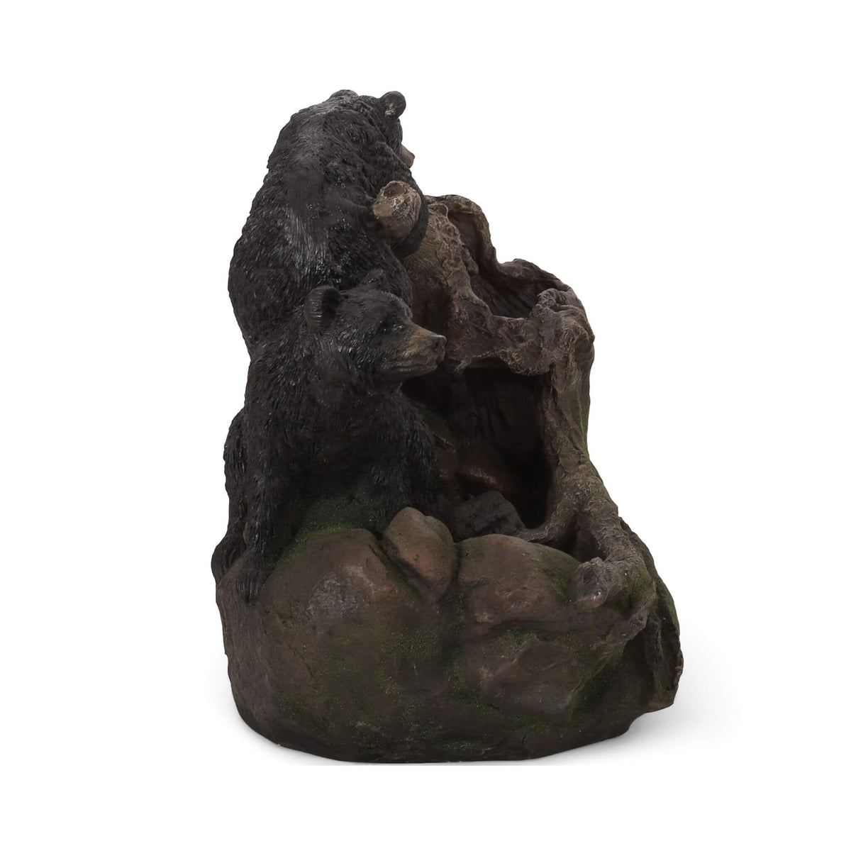 22-Inch Weather-Resistant Outdoor Bears On A Log Floor Fountain With LED Lights (SAK77651)