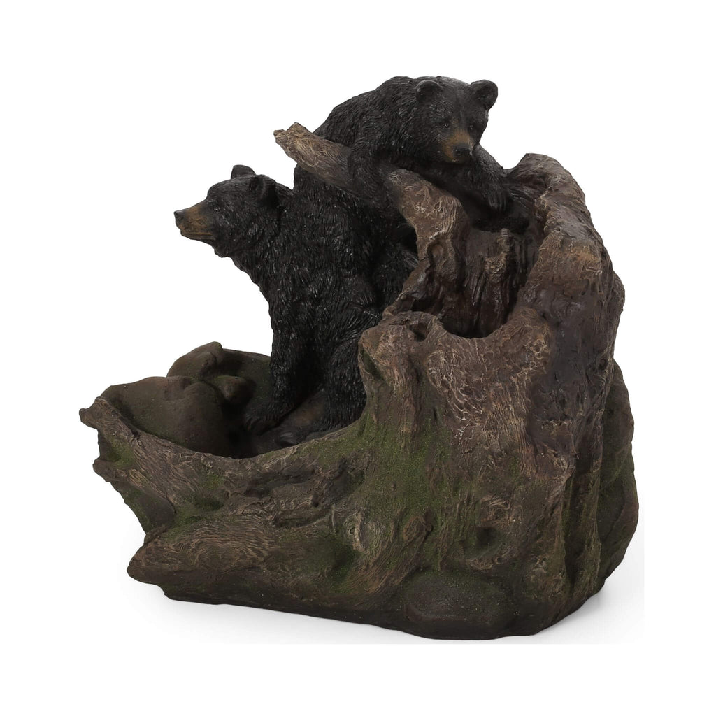 22-Inch Weather-Resistant Outdoor Bears On A Log Floor Fountain With LED Lights (SAK77651)