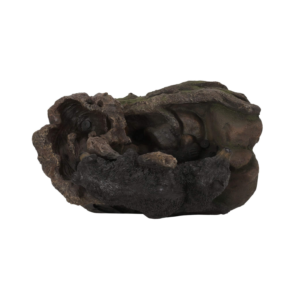22-Inch Weather-Resistant Outdoor Bears On A Log Floor Fountain With LED Lights (SAK77651)