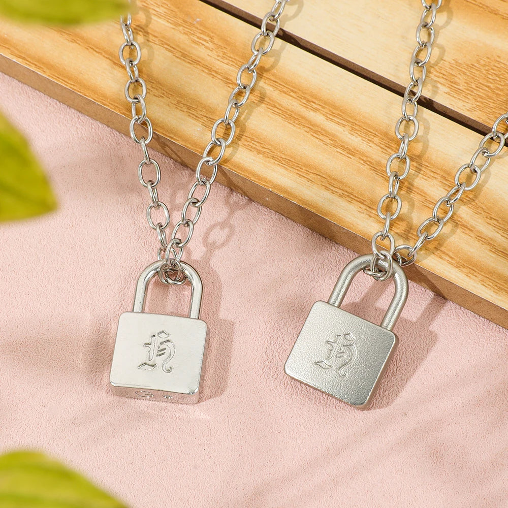 Fashionable Creative Hyunjin Lock Necklace Same As Huang Xuanchen's Style New Punk Necklace Men Women Fans Gifts