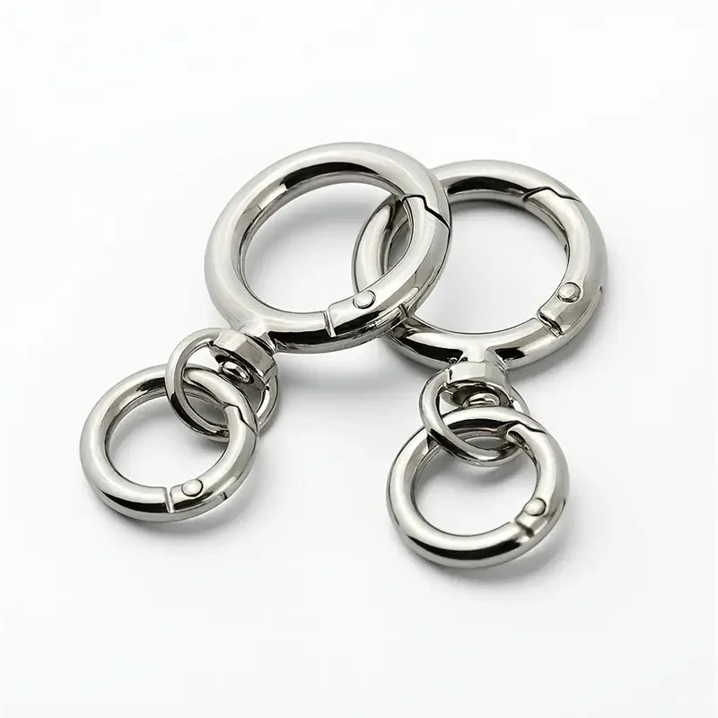 2/5/10 Sets Round Spring Snap Carabiner Clip O Rings Swivel Trigger Hook Metal Clasps Keychain for Handbag Lanyards DIY Crafts