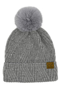 C.C Sequin with Pom Beanie