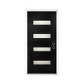 [36X80-Inch] Contemporary Frosted Glass Fiberglass Left Inswing Front Door With 6-9/16 White Vinyl Frame (SAK78420)