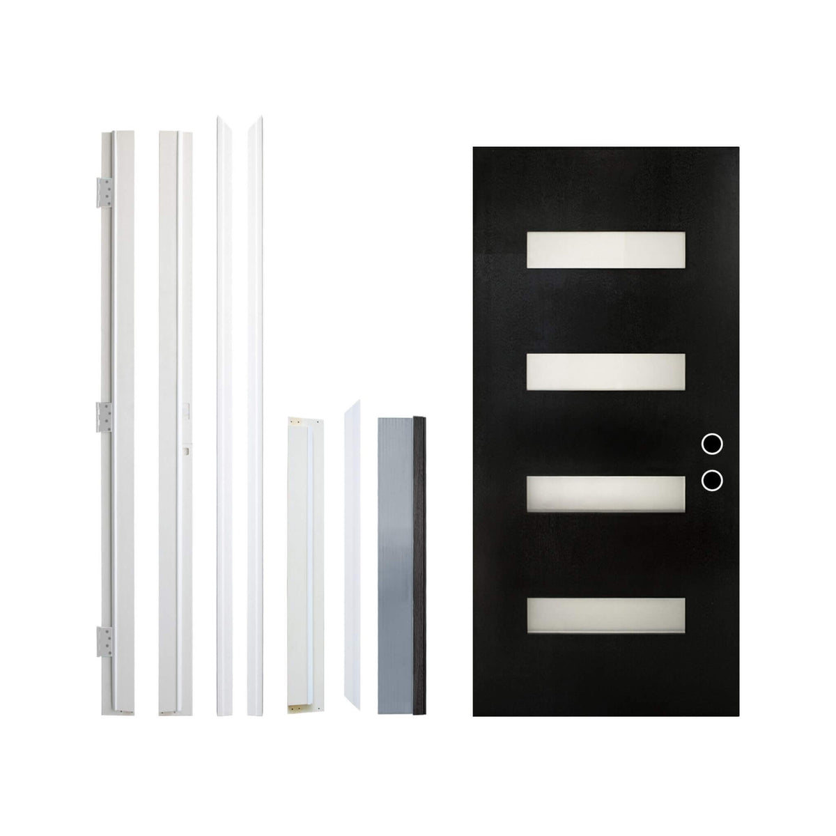 [36X80-Inch] Contemporary Frosted Glass Fiberglass Left Inswing Front Door With 6-9/16 White Vinyl Frame (SAK78420)