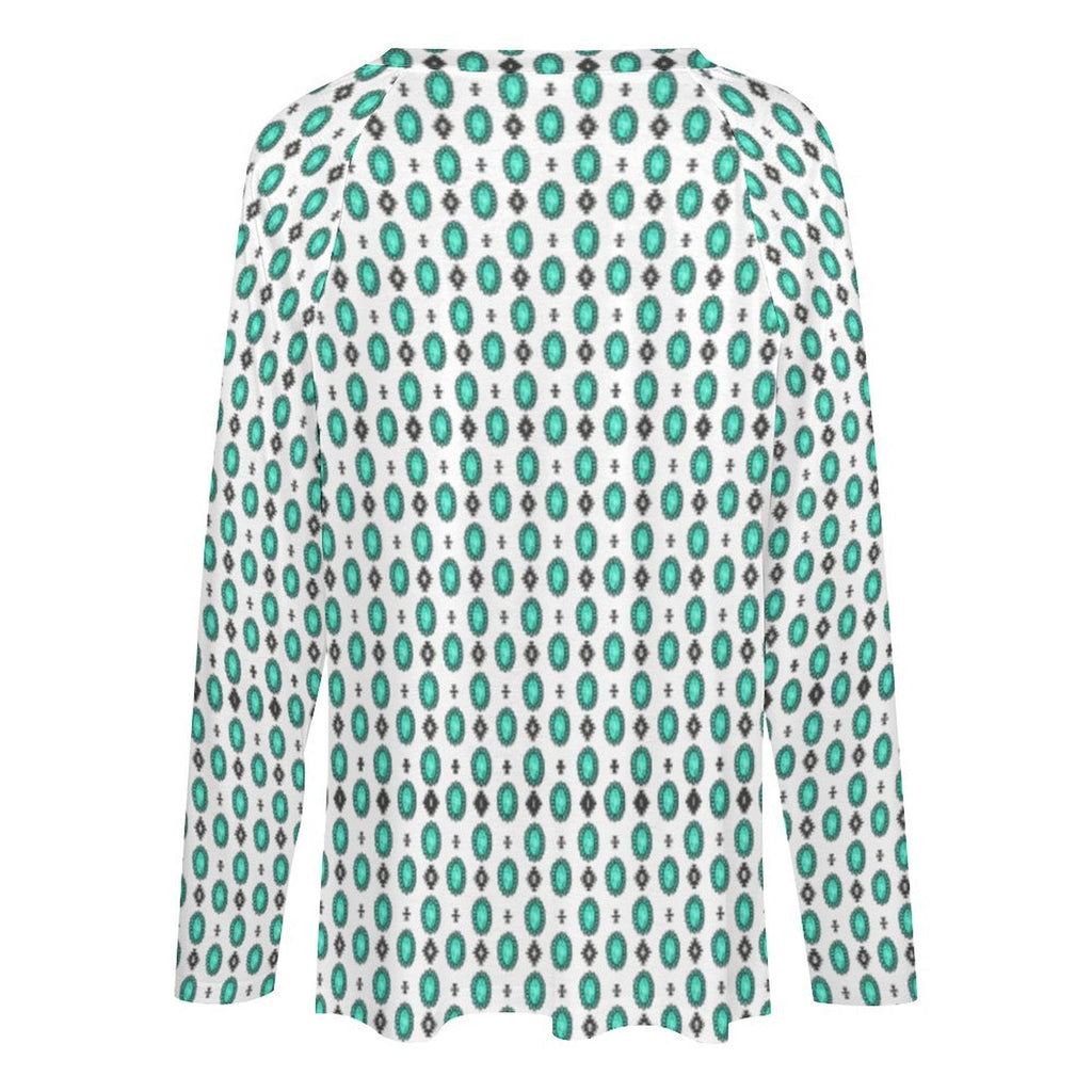Baha Ranch Turquoise Concho Long Sleeve Top