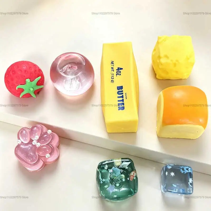 New Random Color 8pcs/Box TPR Maltose-Filled Squishy Toy, Slow Rising Stress Relief Sensory Fidget Decompression Blind Box Gift
