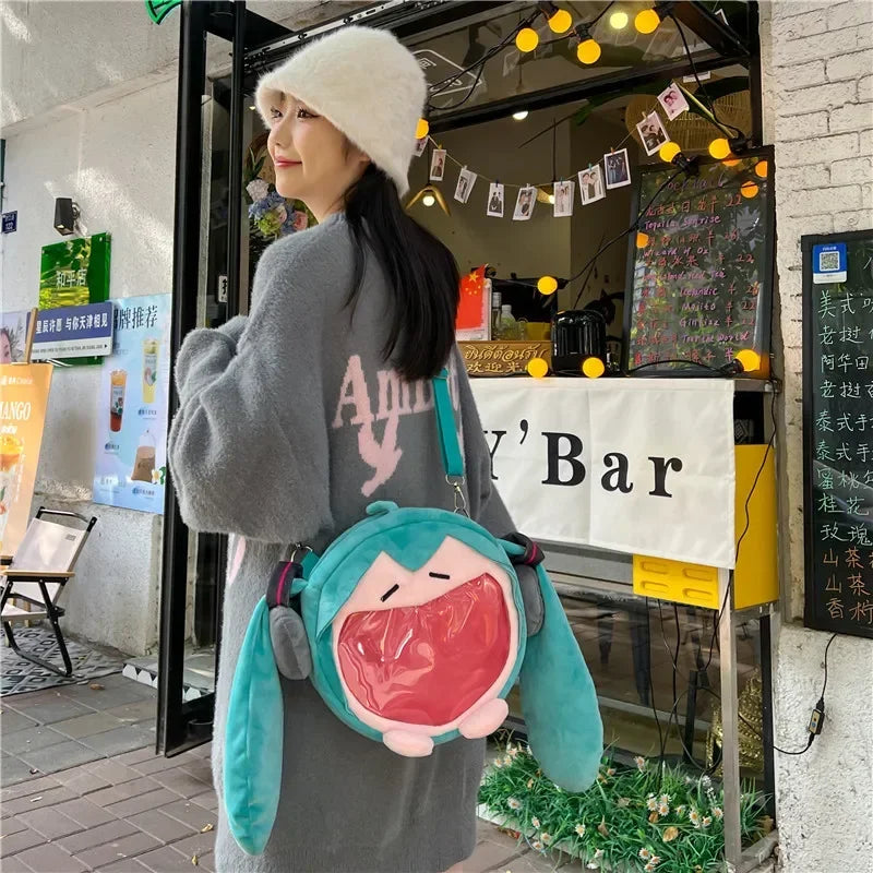 @@@Hatsune Miku Shoulder Bag Backpack Cute Anime Plush Cartoon Kawaii Knapsack Student Bag Packet For Gifts Toys