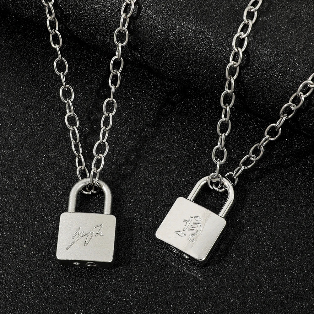 Fashionable Creative Hyunjin Lock Necklace Same As Huang Xuanchen's Style New Punk Necklace Men Women Fans Gifts
