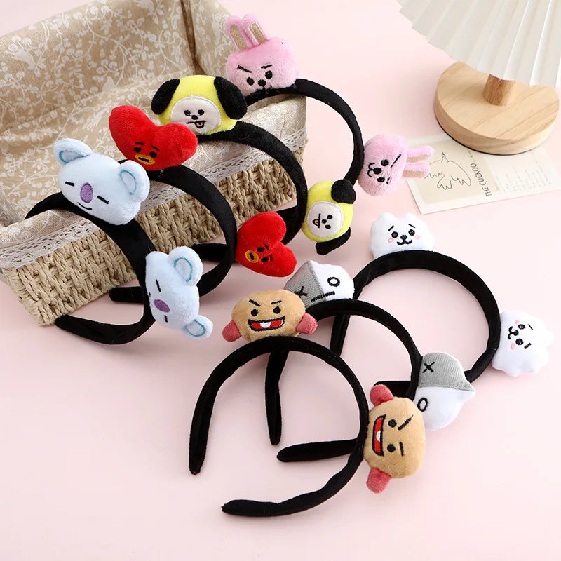 BT21 koya RJ Shooky Man Tata Chimmy Cooky Creative Cartoon Cute Doll Headband Secondary Animation Peripheral Decoration Headband
