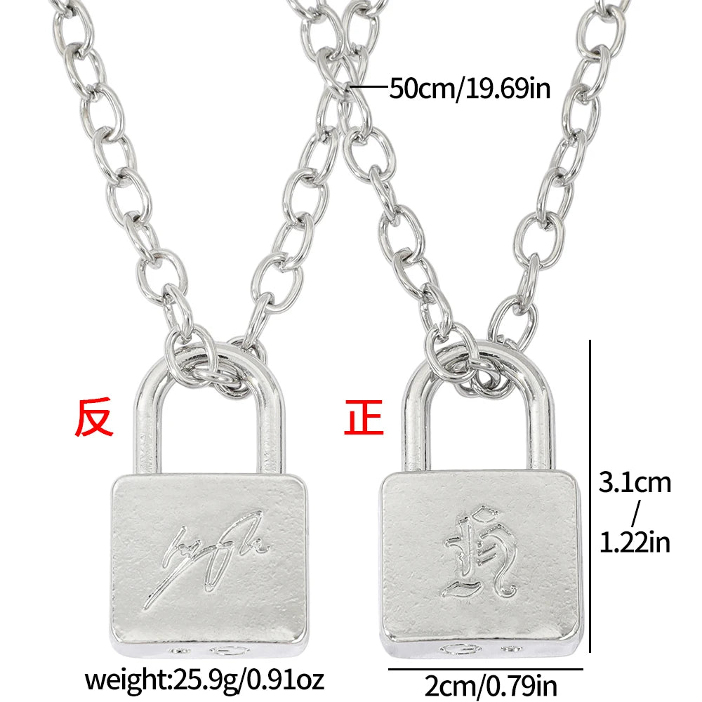 Fashionable Creative Hyunjin Lock Necklace Same As Huang Xuanchen's Style New Punk Necklace Men Women Fans Gifts