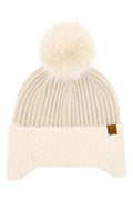 C.C Fur Earflap Pom Beanie